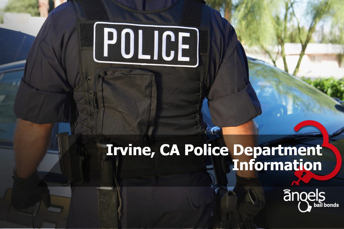 Back view of a police officer wearing a bullet proof vest Irvine, CA